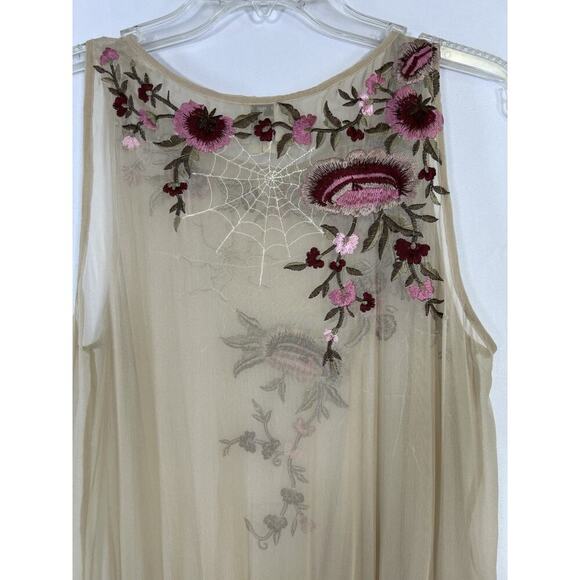 Rare Haute Hippie Embroidered Embellished Floral Silk Hi Low Dress S Fairy Boho - Picture 12 of 14